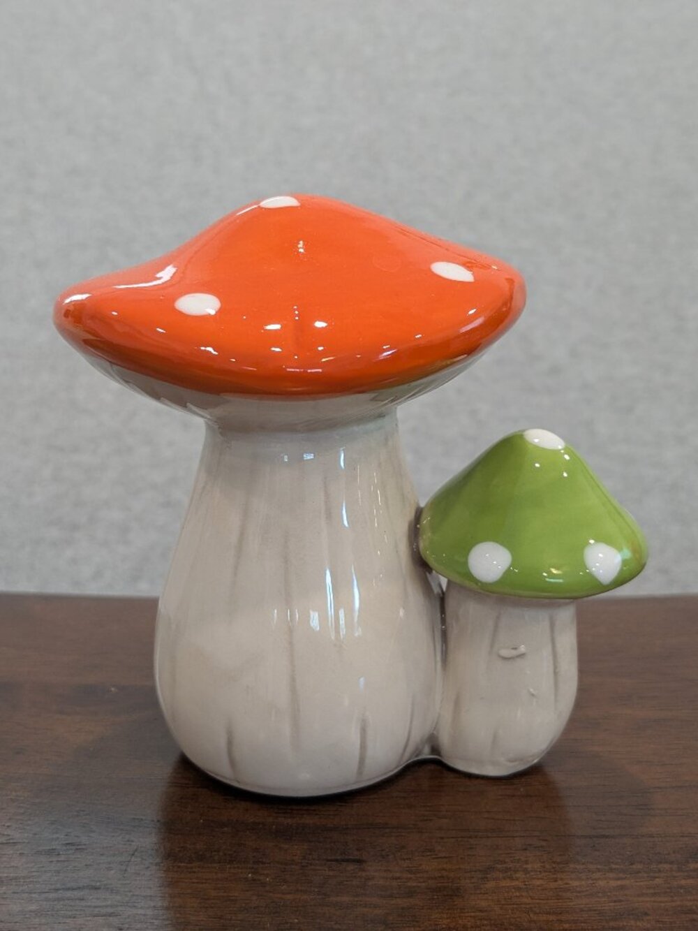 Vintage 70s Ceramic Mushroom Decor Boho Orange Green Fall Autumn Whimsical Fairy